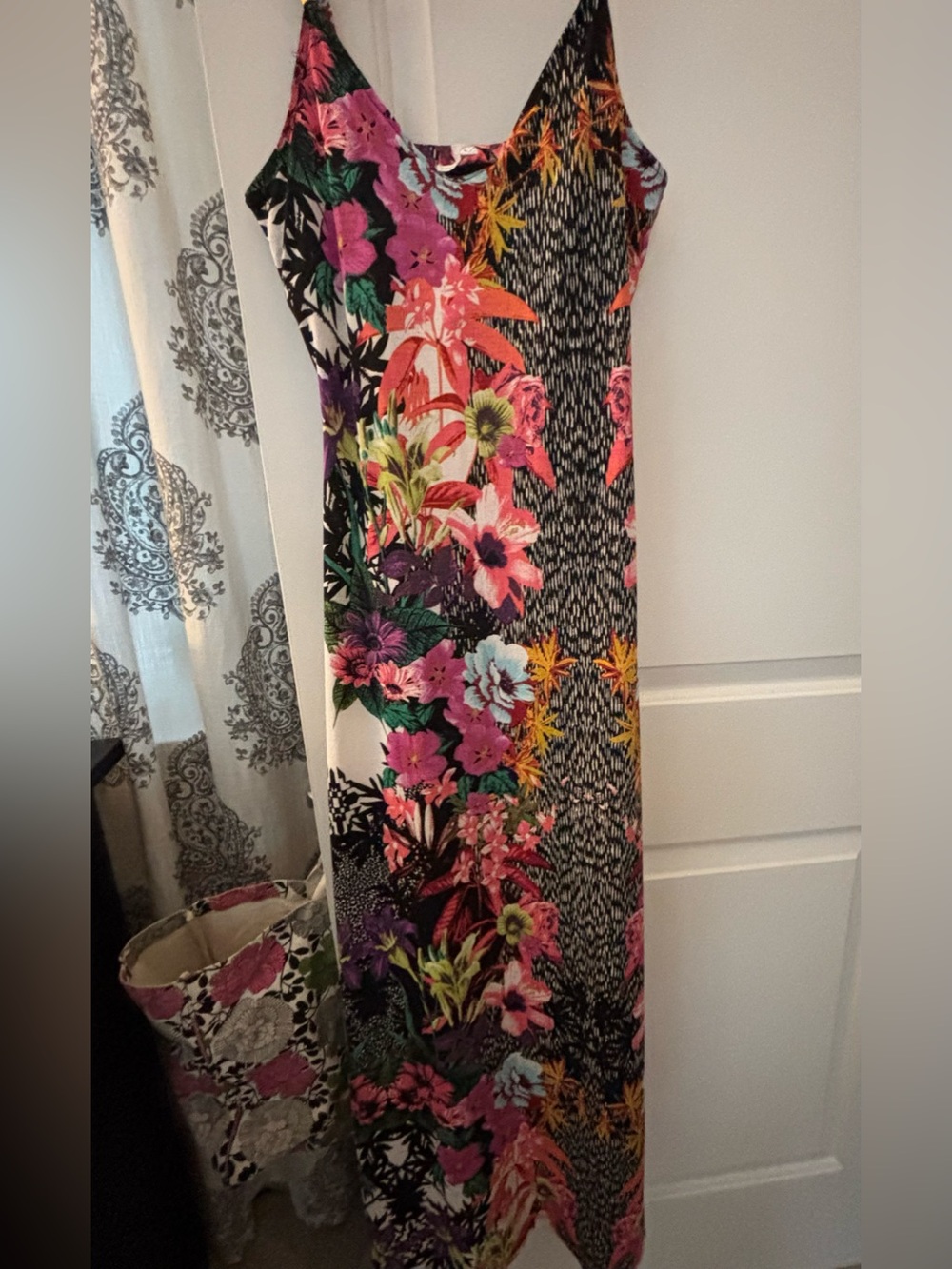 Moa Moa Multicolor Tropical Floral V-Neck Maxi Dress